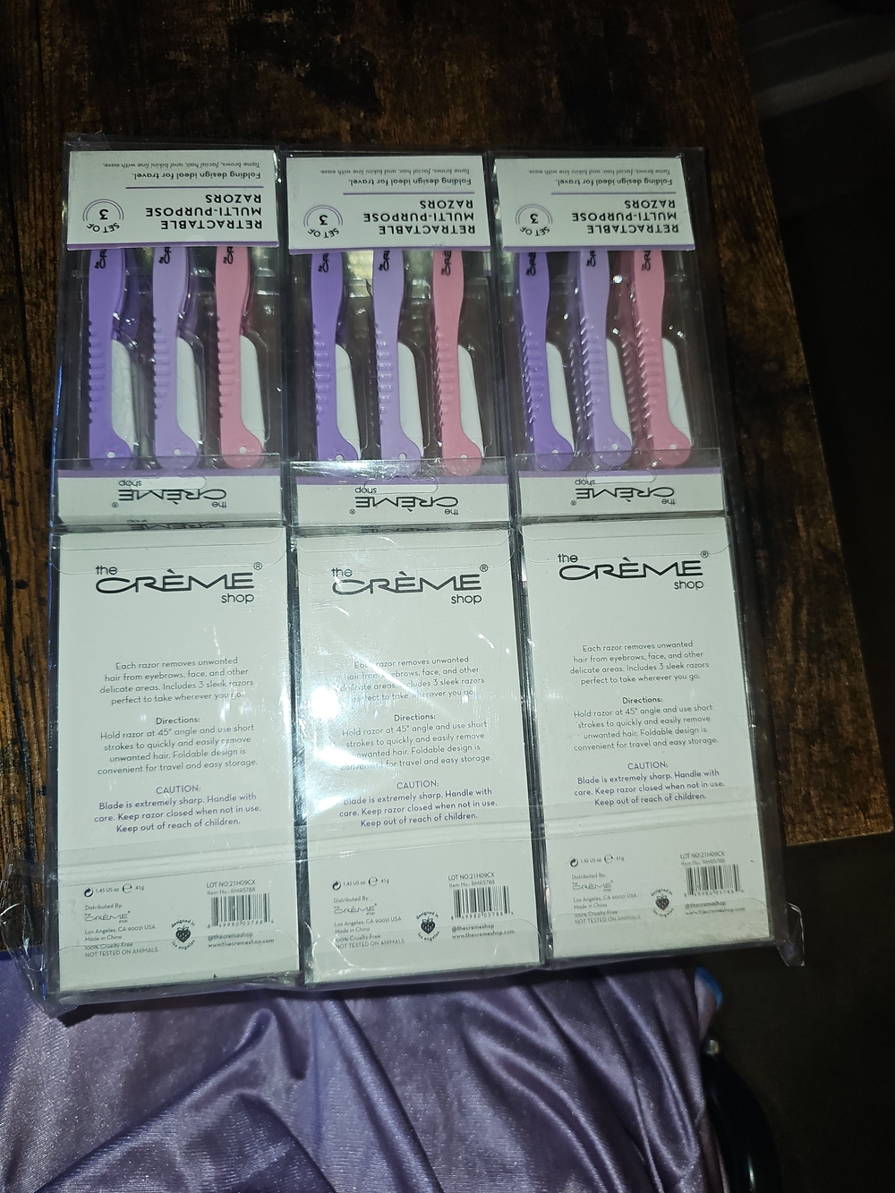 The Crème Shop Pink & Purple Multipurpose Razors - 6 Pack